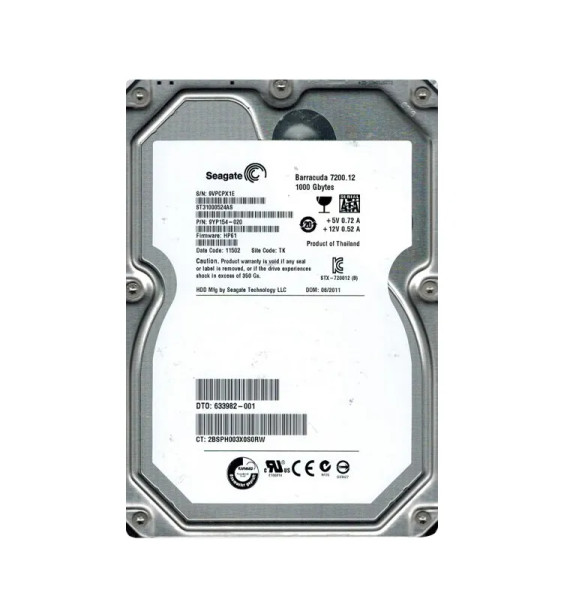 633982-001 - HP 1TB 7200RPM SATA 6Gb/s 3.5-inch Hard Drive