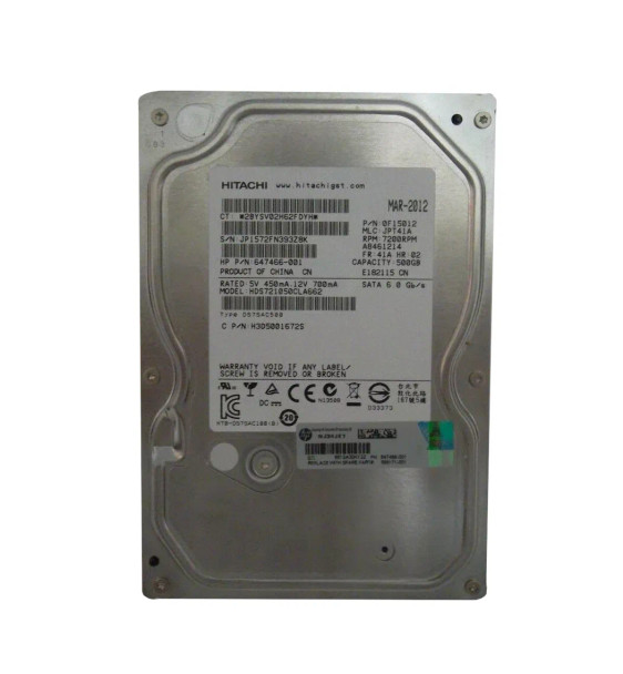 647466-001 - HP 500GB 7200RPM SATA 6Gb/s 3.5-inch Hard Drive