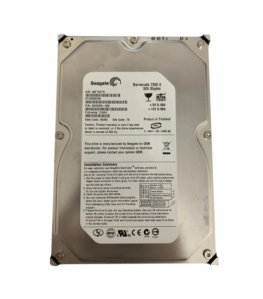 ST3320833A - Seagate 320GB 7200RPM ATA-100 8MB Cache 3.5-inch Hard Drive