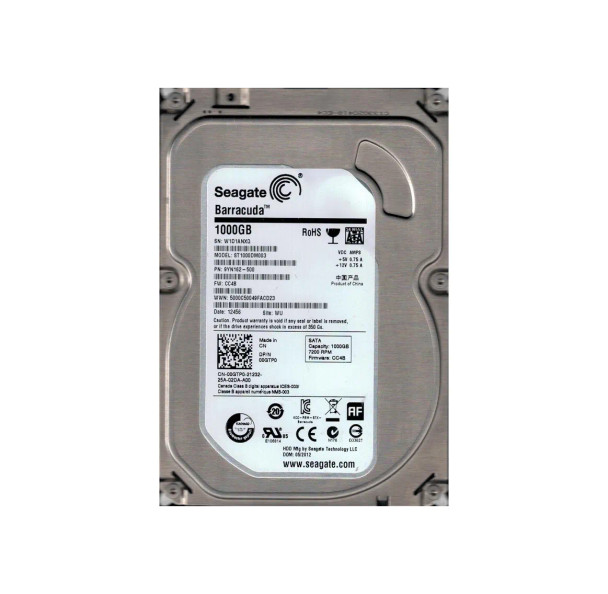 9YN162-500 - Seagate Barracuda 1TB 7200RPM 64MB Cache SATA 6Gb/s 3.5-inch Hard Drive