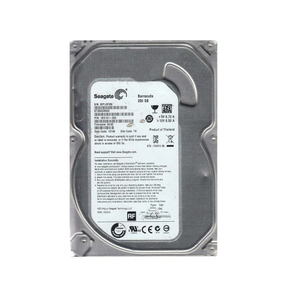 1BD141-302 - Seagate Barracuda 250GB 7200RPM SATA 6Gb/s 16MB Cache 3.5-inch Hard Drive