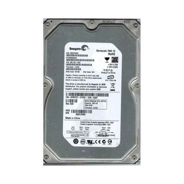 9BJ13E-033 - Seagate Barracuda 7200.10 250GB 7200RPM SATA 3Gb/s 8MB Cache 3.5-inch Hard Drive