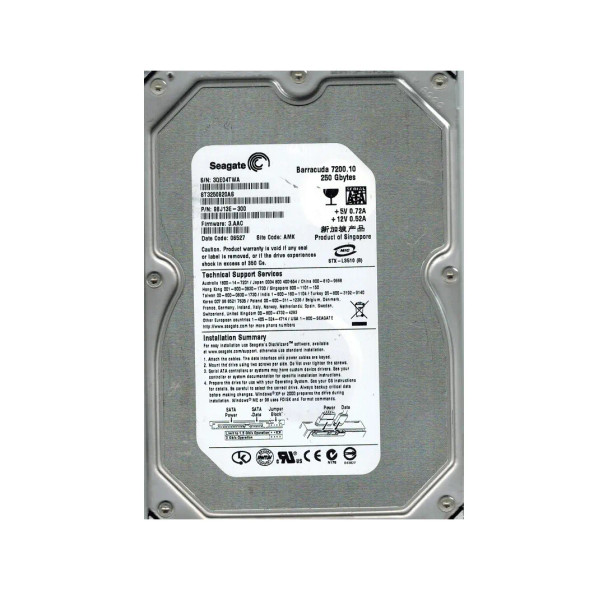 9BJ13E-300 - Seagate Barracuda 7200.10 250GB 7200RPM SATA 3Gb/s 8MB Cache 3.5-inch Hard Drive