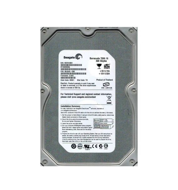 9BJ04G-580 - Seagate Barracuda 7200.10 320GB 7200RPM 16MB Cache ATA/100 3.5-inch Hard Drive