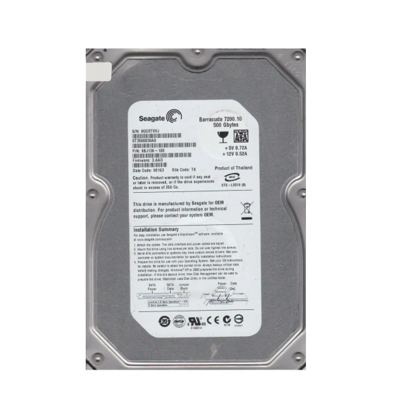 9BJ136-188 - Seagate Barracuda 7200.10 500GB 7200RPM 8MB Cache SATA 3Gb/s 3.5-inch Hard Drive