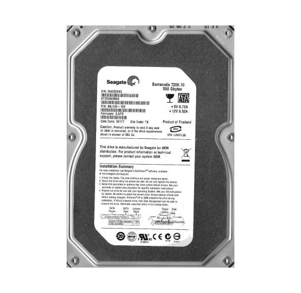 9BJ136-100 - Seagate Barracuda 7200.10 500GB 7200RPM SATA 3Gb/s 8MB Cache 3.5-inch Hard Drive