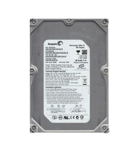 9BJ148-300 - Seagate Barracuda 7200.10 750GB 7200RPM SATA 3Gb/s 16MB Cache 3.5-inch Hard Drive