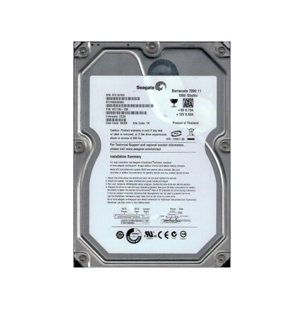 9FZ136-336 - Seagate Barracuda 7200.11 1TB 7200RPM 32MB Cache SATA 3Gb/s 3.5-inch Hard Drive