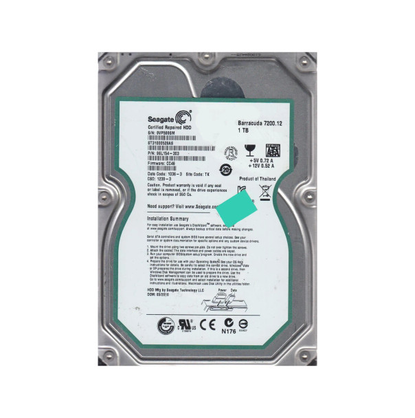 9SL154-303 - Seagate Barracuda 7200.12 1TB 7200RPM SATA 3Gb/s 32MB Cache 3.5-inch Hard Drive