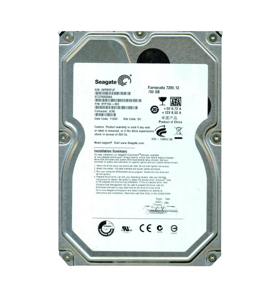 9YP15G-303 - Seagate Barracuda 7200.12 750GB 7200RPM 32MB Cache SATA 6Gb/s 3.5-inch Hard Drive