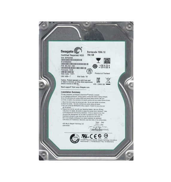 9SL153-303 - Seagate BarraCuda 7200.12 750GB 7200RPM SATA 3Gb/s 32MB Cache 3.5-inch Hard Drive