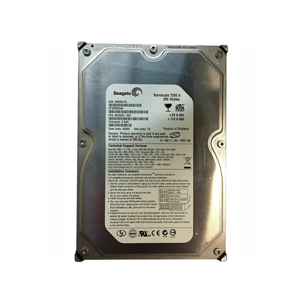 ST3250824A - Seagate Barracuda 7200.9 250GB 7200RPM 8MB Cache ATA/100 3.5-inch Hard Drive