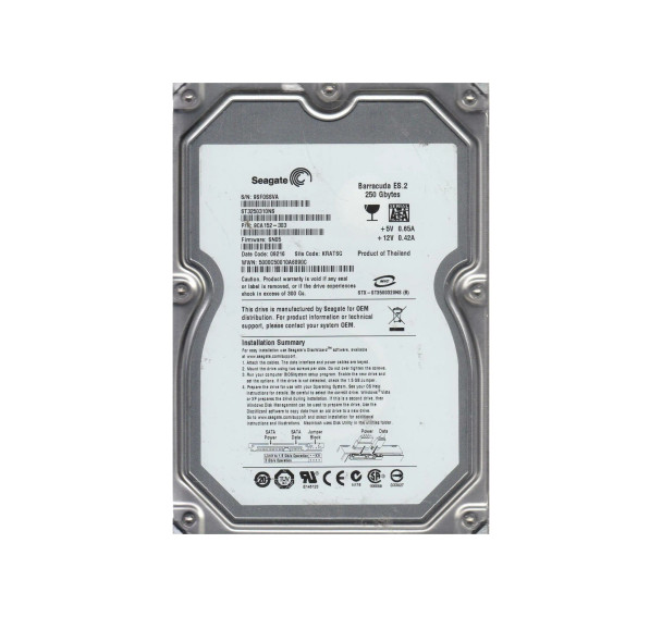 9CA152-303 - Seagate Barracuda ES.2 250GB 7200RPM SATA 3Gb/s 32MB Cache 3.5-inch Hard Drive