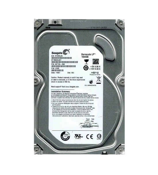 9VT15L-568 - Seagate BarraCuda Green 1.5TB SATA 6Gb/s 5900RPM 64MB Cache 3.5-inch Hard Drive