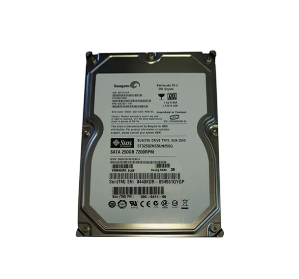 390-0411 - Sun 250GB 7200RPM SATA 3.0Gb/s 32MB Cache 3.5-inch Hard Drive