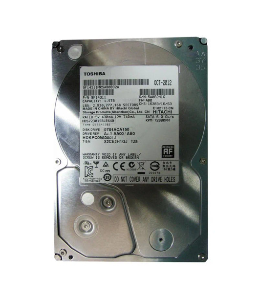 DT01ACA150 - Toshiba 1.5TB 7200RPM SATA 6Gb/s 64MB Cache 3.5-inch Hard Drive