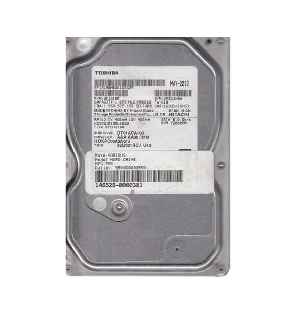 HDKPC03A0A01 - Toshiba 1TB 7200RPM SATA 6Gb/s 32MB Cache 3.5-inch Hard Drive