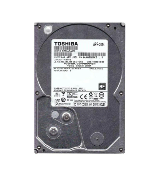 DT01ABA300 - Toshiba 3TB 5940RPM SATA 6Gb/s 32MB Cache 3.5-inch Hard Drive