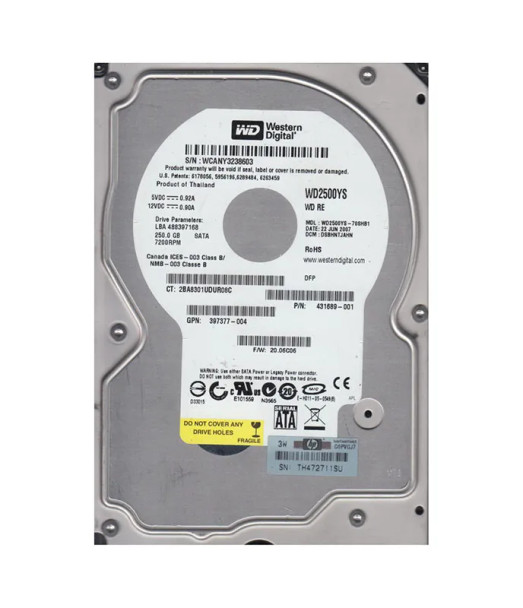 WD2500YS-70SHB1 - Western Digital 250GB 7200RPM SATA 3Gb/s 3.5-inch Hard Drive