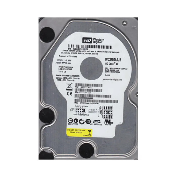 WD3200AAJB-22WGA0 - Western Digital 320GB PATA 7200RPM 8MB Cache 3.5-inch Hard Drive