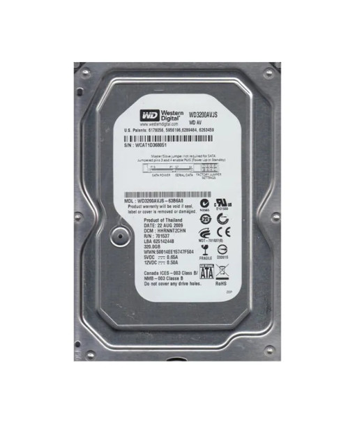 WD3200AVJS-63B6A0 - Western Digital AV 320GB 7200RPM SATA 3Gb/s 8MB Cache 3.5-inch Hard Drive