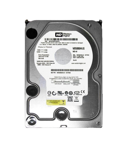 WD5000AVJS - Western Digital AV 500GB 7200RPM SATA 3Gb/s 8MB Cache 3.5-inch Hard Drive