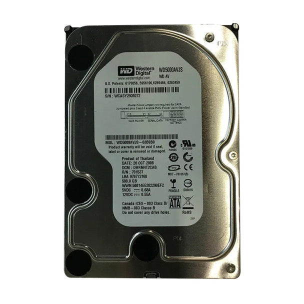 WD5000AVJS-63B0B0 - Western Digital AV 500GB 7200RPM SATA 3Gb/s 8MB Cache 3.5-inch Hard Drive