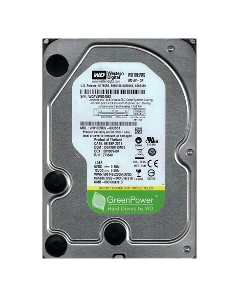 WD10EVDS - Western Digital AV-GP 1TB 5400RPM SATA 3Gb/s 32MB Cache 3.5-inch Hard Drive