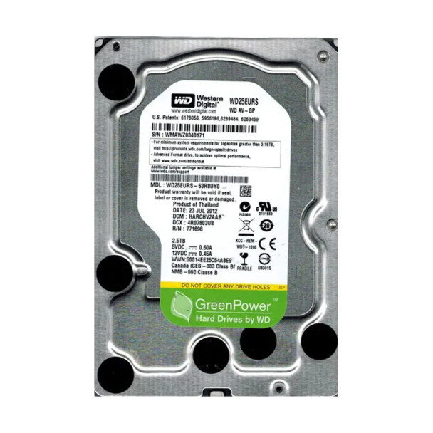 WD25EURS-63R8UY0 - Western Digital AV-GP 2.5TB 5400RPM SATA 3Gb/s 64MB Cache 2.5-inch Hard Drive