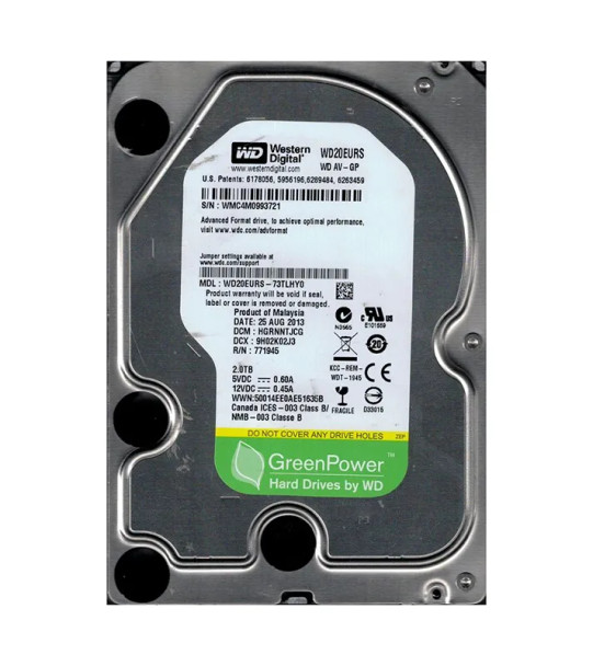 WD20EURS-73TLHY0 - Western Digital AV-GP 2TB 5400RPM SATA 3Gb/s 64MB Cache 3.5-inch Hard Drive