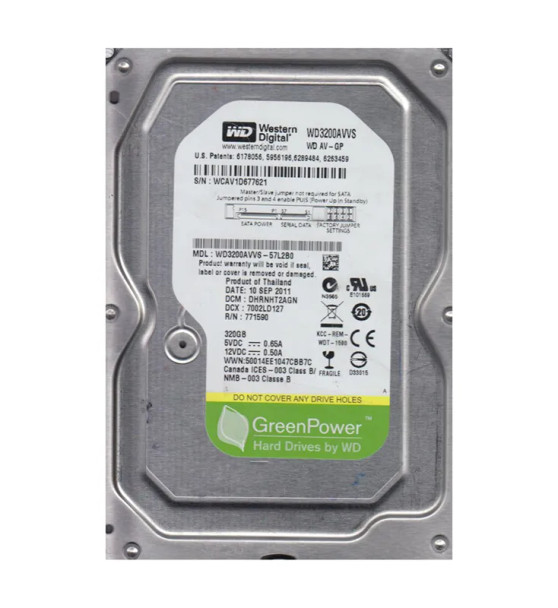 WD3200AVVS-57L2B0 - Western Digital AV-GP 320GB 5400RPM SATA 3Gb/s 8MB Cache 3.5-inch Hard Drive