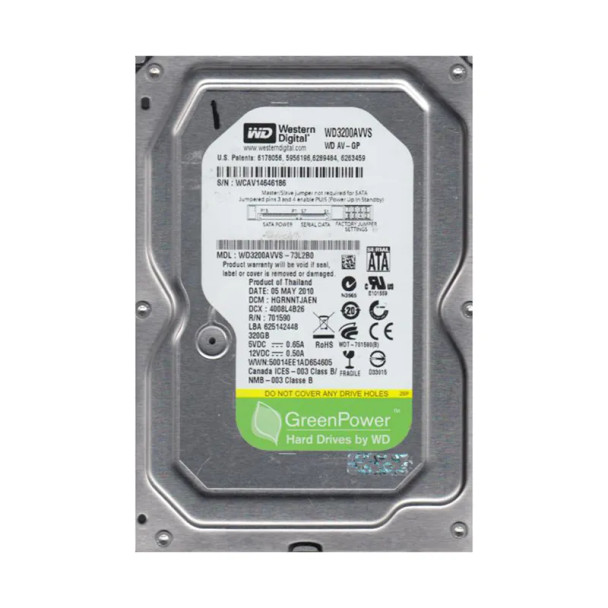 WD3200AVVS-73L2B0 - Western Digital AV-GP 320GB 5400RPM SATA 3Gb/s 8MB Cache 3.5-inch Hard Drive