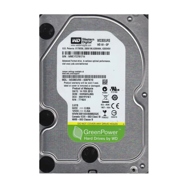 WD30EURS-63SPKY0 - Western Digital AV-GP 3TB 7200RPM SATA 3Gb/s 64MB Cache 3.5-inch Hard Drive