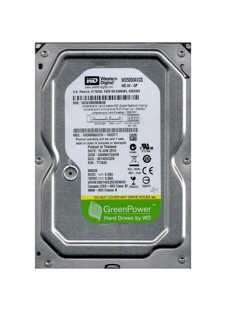 WD5000AVCS - Western Digital AV-GP 500GB 5400RPM SATA 3Gb/s 16MB Cache 3.5-inch Hard Drive