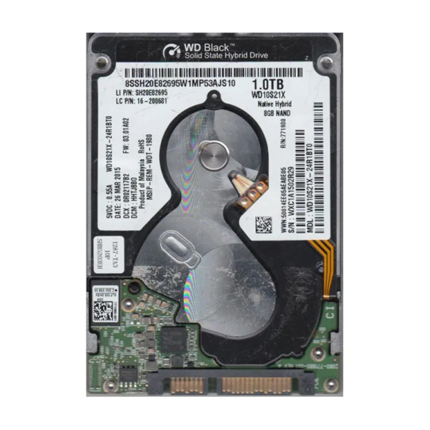 WD10S21X-24R1BT0 - Western Digital Black 1TB 5400RPM SATA 6Gb/s 16MB 8GB Cache 2.5-inch Hard Drive