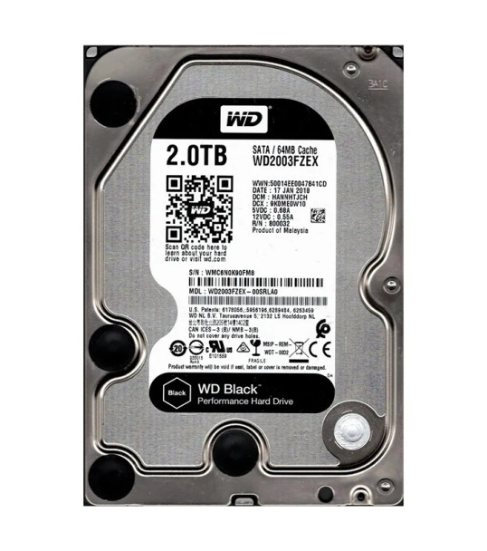 WD2003FZEX-00SRLA0 - Western Digital Black 2TB 7200RPM SATA 6Gb/s 64MB Cache 3.5-inch Hard Drive