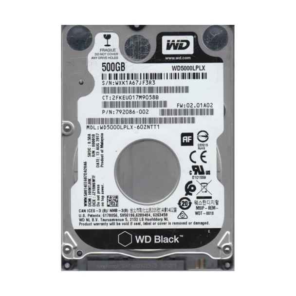 WD5000LPLX-60ZNTT1 - Western Digital Black 500GB 7200RPM SATA 6Gb/s 32MB Cache 2.5-inch Hard Drive