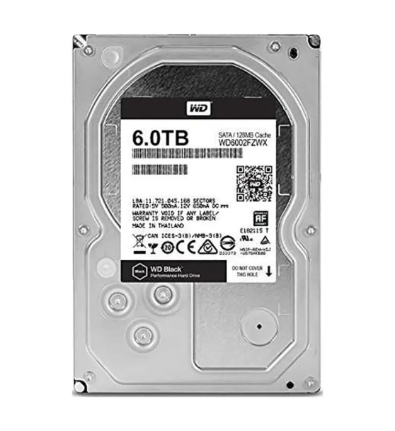 WD6002FZWX - Western Digital Black 6TB 7200RPM SATA 6Gb/s 128MB Cache 3.5-inch Hard Drive