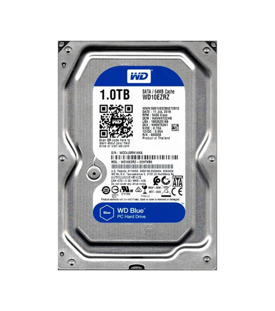 WD10EZRZ - Western Digital Blue 1TB 5400RPM SATA 6Gb/s 64MB Cache 3.5-inch Hard Drive