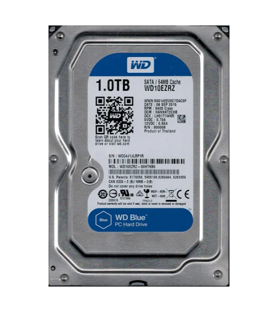 WD10EZRZ-00HTKB0 - Western Digital Blue 1TB 5400RPM SATA 6Gb/s 64MB Cache 3.5-inch Hard Drive
