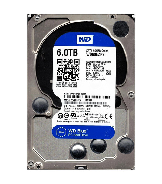 WD60EZRZ-11TNUB0 - Western Digital Blue 6TB 5400RPM SATA 6Gb/s 64MB Cache 3.5-inch Hard Drive