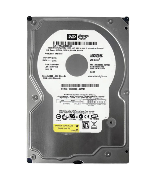 WD2500BS-55RPB1 - Western Digital Caviar 250GB 7200RPM SATA 1.5Gb/s 2MB Cache (RoHS) 3.5-inch Hard Drive