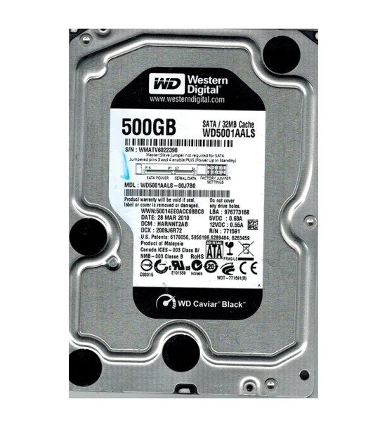 WD5001AALS-00J7B0 - Western Digital Caviar Black 500GB 7200RPM SATA 3Gb/s 32MB Cache 3.5-inch Hard Drive