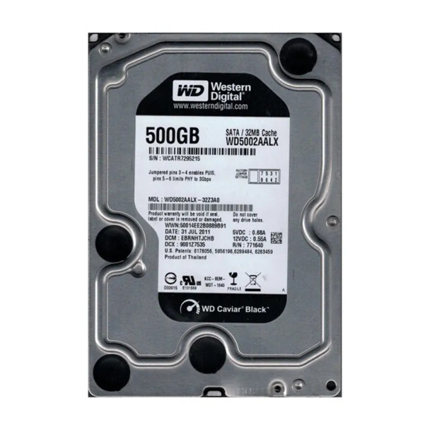 WD5002AALX-32Z3A0 - Western Digital Caviar Black 500GB 7200RPM SATA 6Gb/s 32MB Cache 3.5-inch Hard Drive