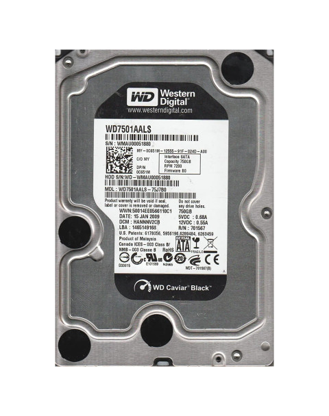 WD7501AALS - Western Digital Caviar Black 750GB 7200RPM SATA 3Gb/s 32MB Cache 3.5-inch Hard Drive