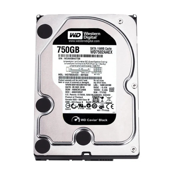 WD7502AAEX-00Y9A0 - Western Digital Caviar Black 750GB 7200RPM SATA 6Gb/s 64MB Cache (CE) 3.5-inch Hard Drive