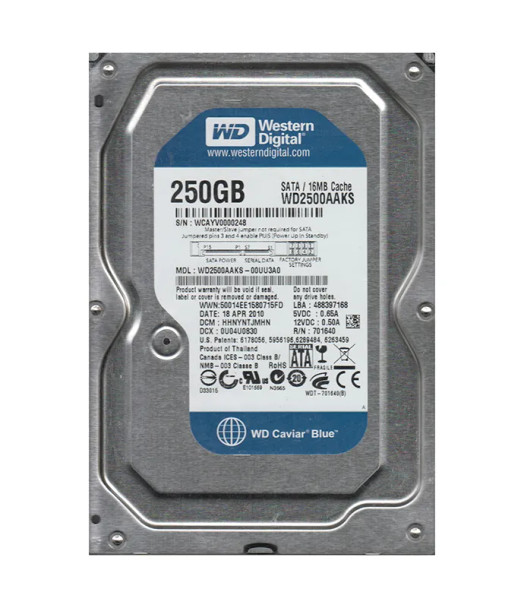 WD2500AAKS-00UU3A0 - Western Digital Caviar Blue 250GB 7200RPM SATA 3Gb/s 16MB Cache 3.5-inch Hard Drive