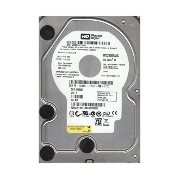 WD2500AAJS-75VWA0 - Western Digital Caviar Blue 250GB 7200RPM SATA 3Gb/s 8MB Cache 3.5-inch Hard Drive