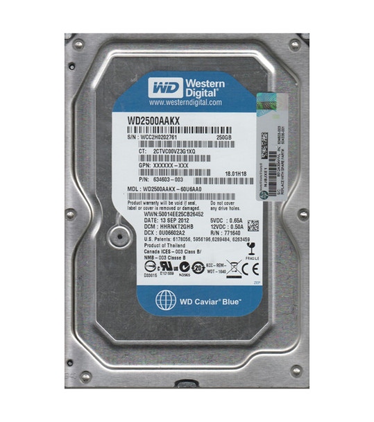 WD2500AAKX-60U6AA0 - Western Digital Caviar Blue 250GB 7200RPM SATA 6Gb/s 16MB Cache 3.5-inch Hard Drive