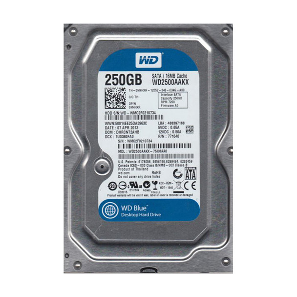 WD2500AAKX-75U6AA0 - Western Digital Caviar Blue 250GB 7200RPM SATA 6Gb/s 16MB Cache 3.5-inch Hard Drive
